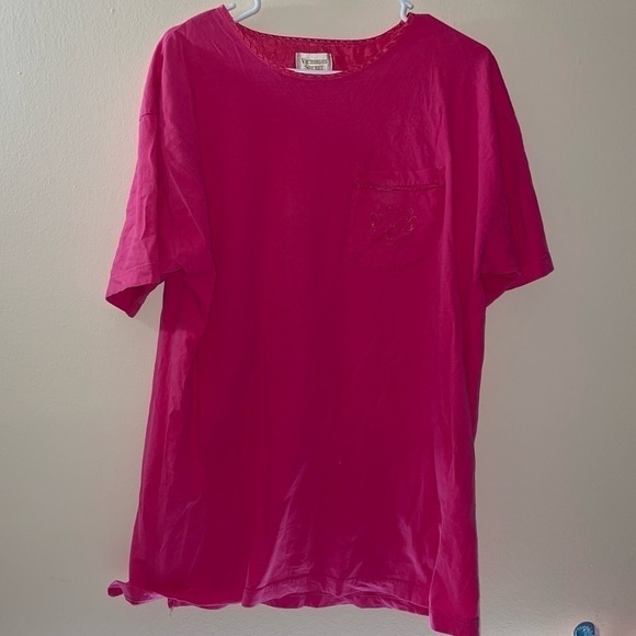 Victoria Secret Gold Label Sleep Shirt Dress Embroidered Chest Pocket - Picture 1 of 5